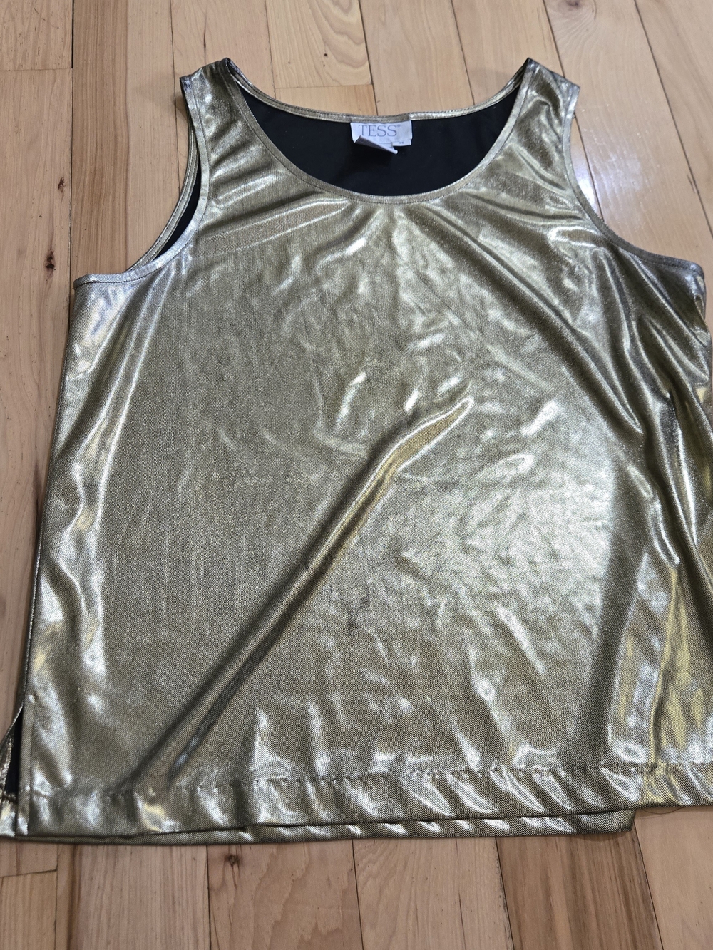 Vtg Tess Liquid Gold Metallic Tank Top